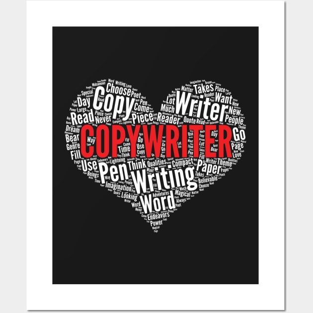 Copywriter Heart Shape Word Cloud Design for Copy Writer graphic Wall Art by theodoros20